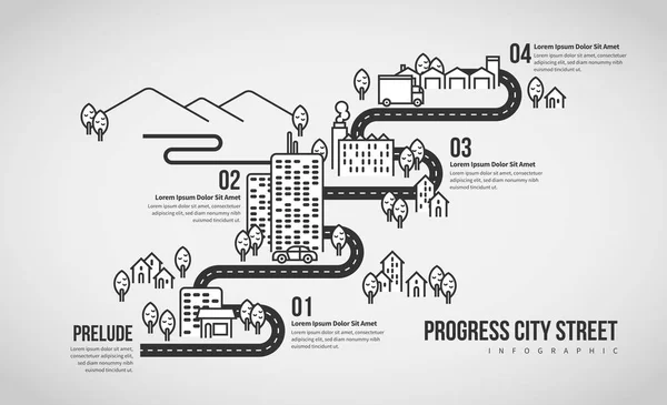 Векторная Иллюстрация Элемента Инфографического Дизайна Прогресс Сити Стрит — стоковый вектор