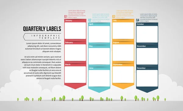 Quarterly Calendar Labels — Stock Vector