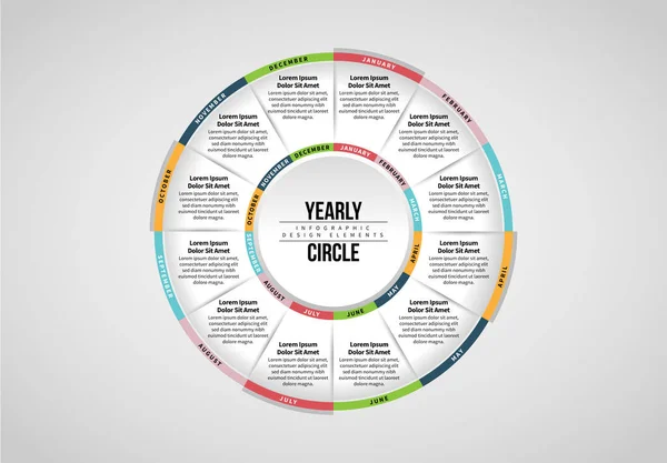 Infografica annuale del cerchio — Vettoriale Stock