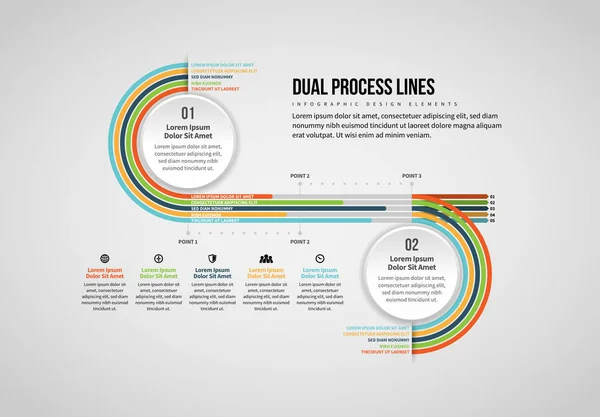 Linhas de processo duplo Infográfico —  Vetores de Stock