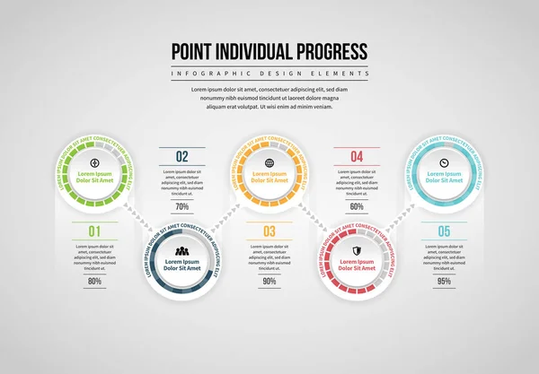 Punkt individuelle Fortschritte Infografik — Stockvektor