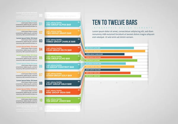 Infographic over tien tot twaalf bars — Stockvector