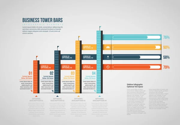 Business Tower barer infographic — Stock vektor