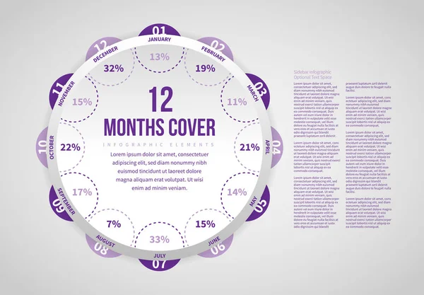 Miesiące 12 okładka Infografika — Wektor stockowy