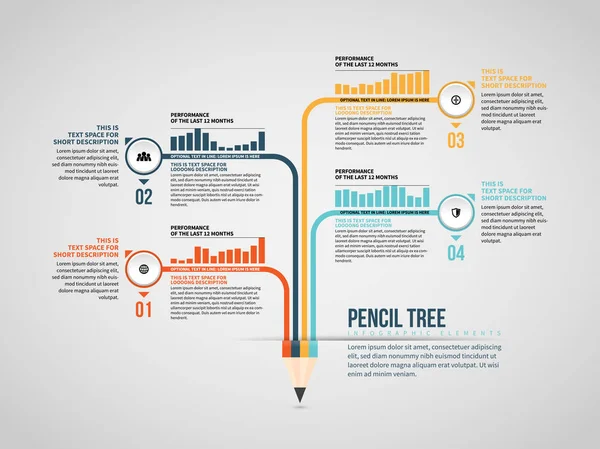 Infográfico da árvore do lápis — Vetor de Stock