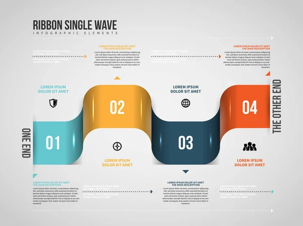 Infografis Gelombang Tunggal Ribbon - Stok Vektor