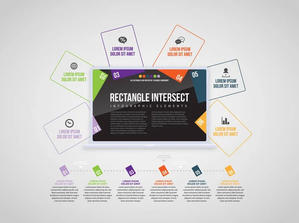 Panjang Laptop Intersect Infographic - Stok Vektor