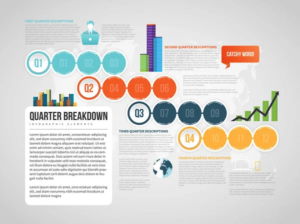 Quarter Breakdown Infográfico —  Vetores de Stock
