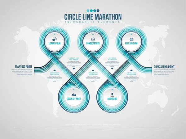 Vector Illustration Circle Line Marathon Infographic Design Element — Stock Vector