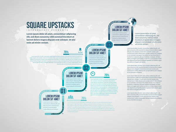 Ilustração Vetorial Upstacks Quadrados Elemento Design Infográfico — Vetor de Stock