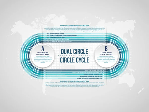 Vector Illustration Dual Circle Cycle Infographic Design Element — Stock Vector