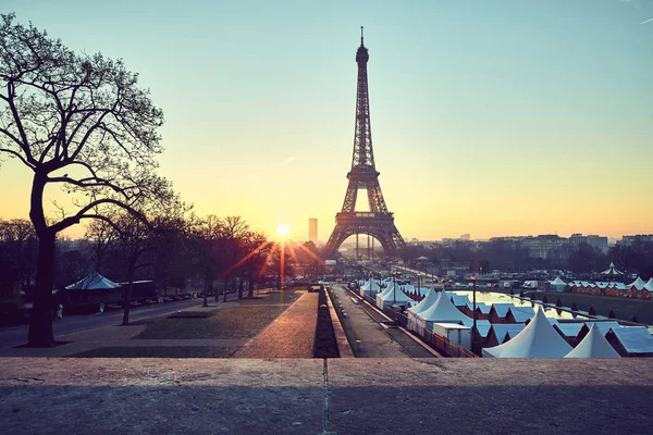 Tower Eiffel Bei Sonnenaufgang Auf Dem Trocadero — Stockfoto