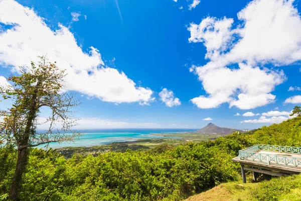 Panoramiczny Widok Piękne Wybrzeże Mauritiusa Widziany Punktu Widokowego Restauracji Mieście — Zdjęcie stockowe