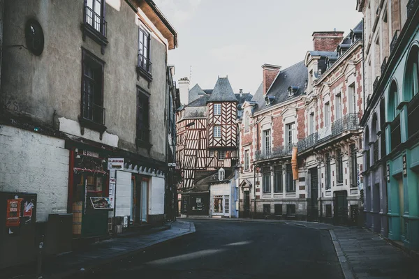 Tradiční Hrázděný Domy Starém Městě Rennes Francie — Stock fotografie