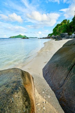 mahe, Seyşeller plaj kuzeyinde tropikal plaj Anse Nord Est