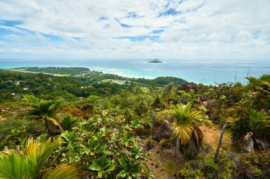 anse kerlan fom chenard'S moutain, Praslin, Seyşeller üzerinde görünüm