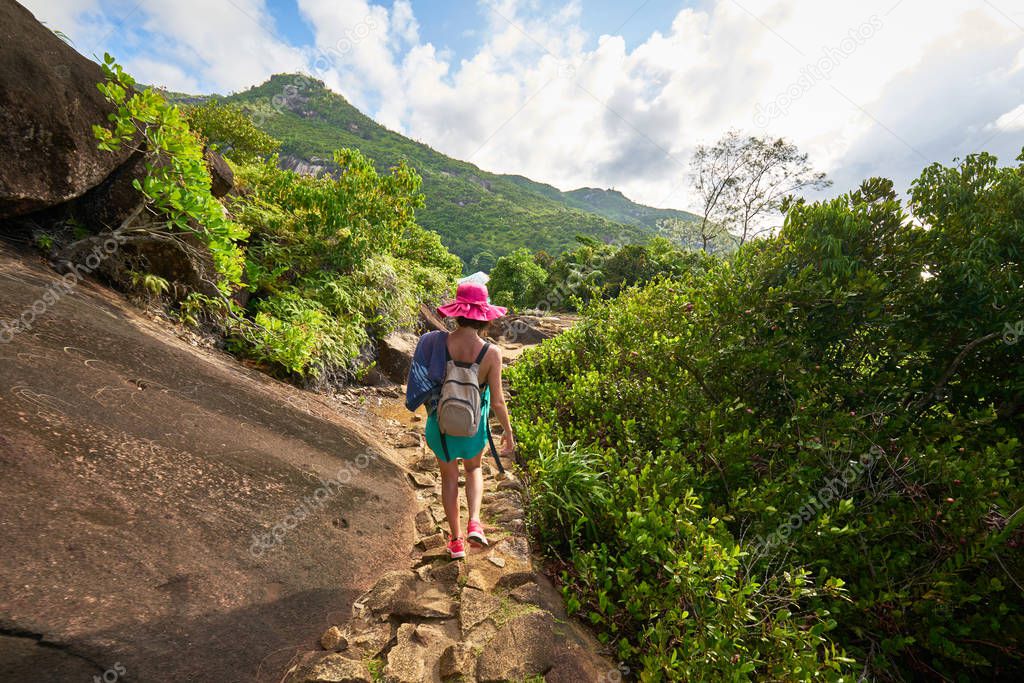 Anse major trail, hiking on nature trail of Mahe, Seychelles