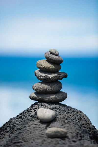 Concept of harmony and balance. Rock Zen on a background of rock