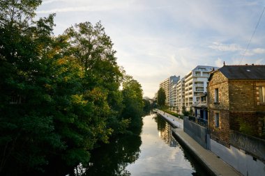 Rennes şehir ve vilaine nehri, Brittany bölgesi yanı sıra Ille-et-Vilaine departmanı görünümü.