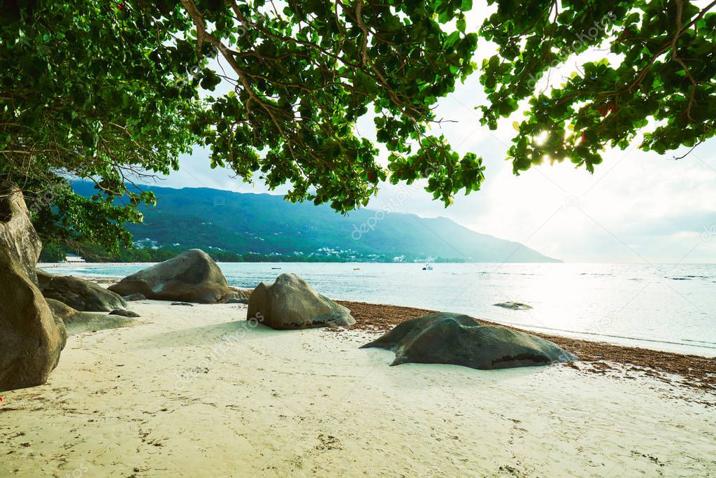 Beau Vallon - Beach on island Mahe in Seychelles