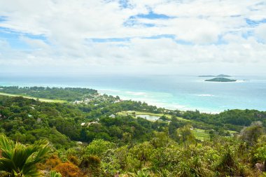 anse kerlan fom chenard'S moutain, Praslin, Seyşeller üzerinde görünüm