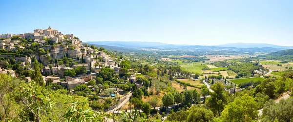 Vista para a aldeia de Gordes. Vaucluse, Provence-Alpes-Cote dAzur, França — Fotografia de Stock