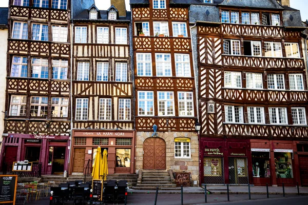 Traditional Half Timbered Houses Old Town Rennes City France — Stock Photo, Image