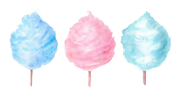 Set Sweets Blue Berry Pink Strawberry Green Mint Cotton Candy — Stock Photo, Image