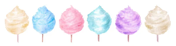 Set Vanilla Mint Strawberry Berry Blueberry Cotton Candy Stick Vintage — Stock Photo, Image