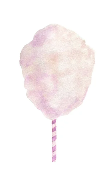 Vanilla cotton candy in a striped sticks vintage watercolor illustration — Stock Photo, Image