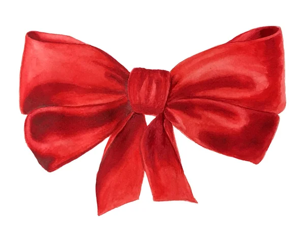 Realistic vintage watercolor red bow — Stock Photo, Image