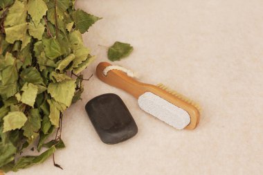 Ayak bakımı. Çevre dostu bir yaşam tarzı. Spa Wellness Gevşeme Vücut Bakımı Cilt Bakım Konsepti.