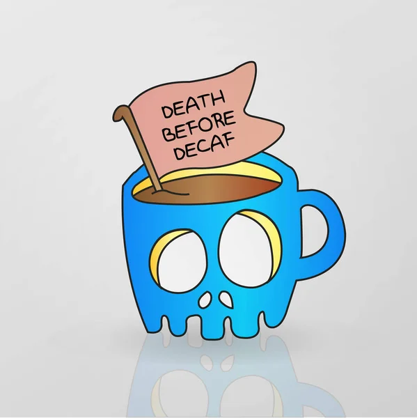 Taza Esqueleto Café Descafeinado Bebida — Vector de stock