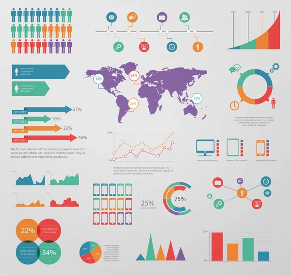 Infographic Grafisch Bedrijf Diagram Grafiek Banner Lint Label Pijl Element — Stockvector