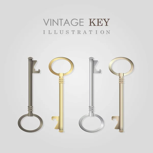 Vintage Old Keys Illustration Set — ストックベクタ