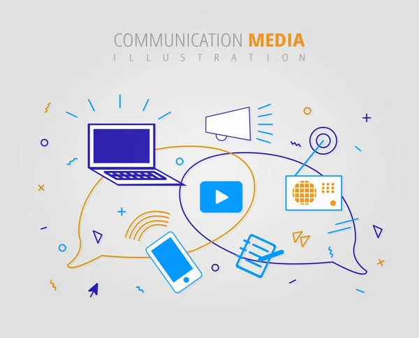 Conception Infographique Des Médias Communication Numérique — Image vectorielle