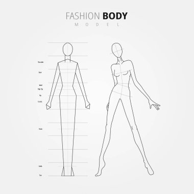 Fashion body drawing design illustration clipart