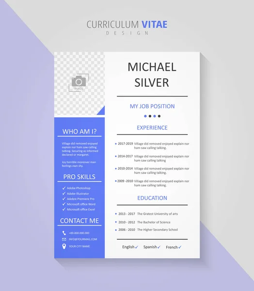 Profesjonalne Curriculum Vitae Projekt Dokumentu — Wektor stockowy