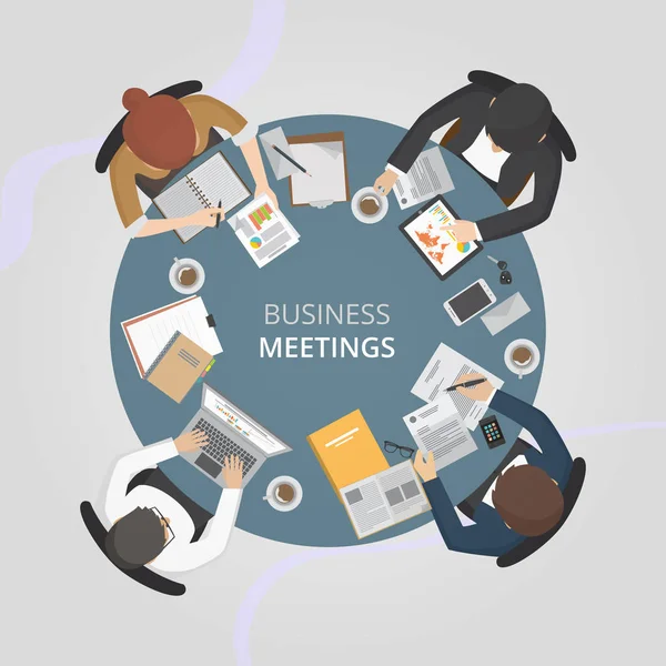 Επιχειρηματικές Συναντήσεις Επιχειρήσεων Εικονογράφηση Διάνυσμα — Διανυσματικό Αρχείο