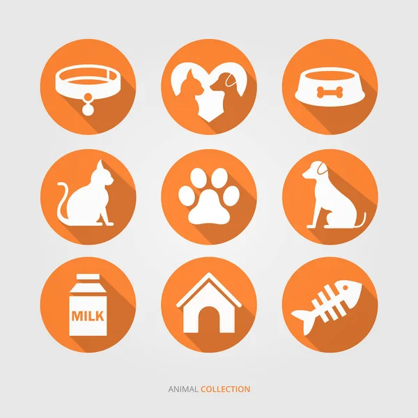 Animales Domésticos Lindo Logotipo Colección — Vector de stock