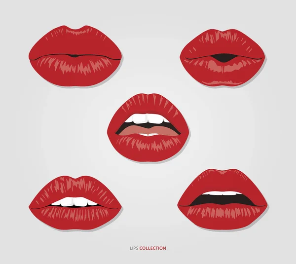 Lips Mouth Illustration Set — Stock Vector