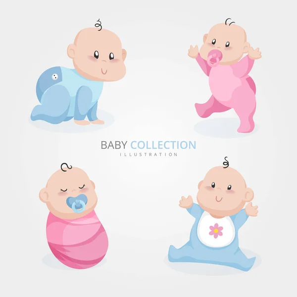 Bebé Niño Niña Conjunto — Vector de stock