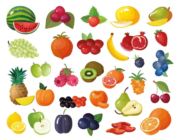 Variété Fruits Ensemble Alimentaire — Image vectorielle