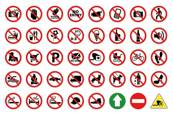 Variedad Signos Prohibición Establecidos — Archivo Imágenes Vectoriales