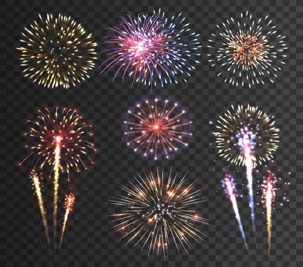 Varietà Progettazione Fuochi Artificio — Vettoriale Stock