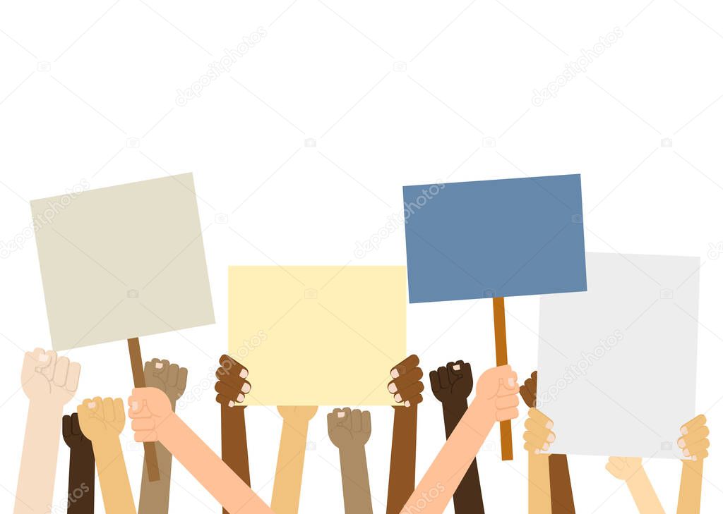People holding protest posters design