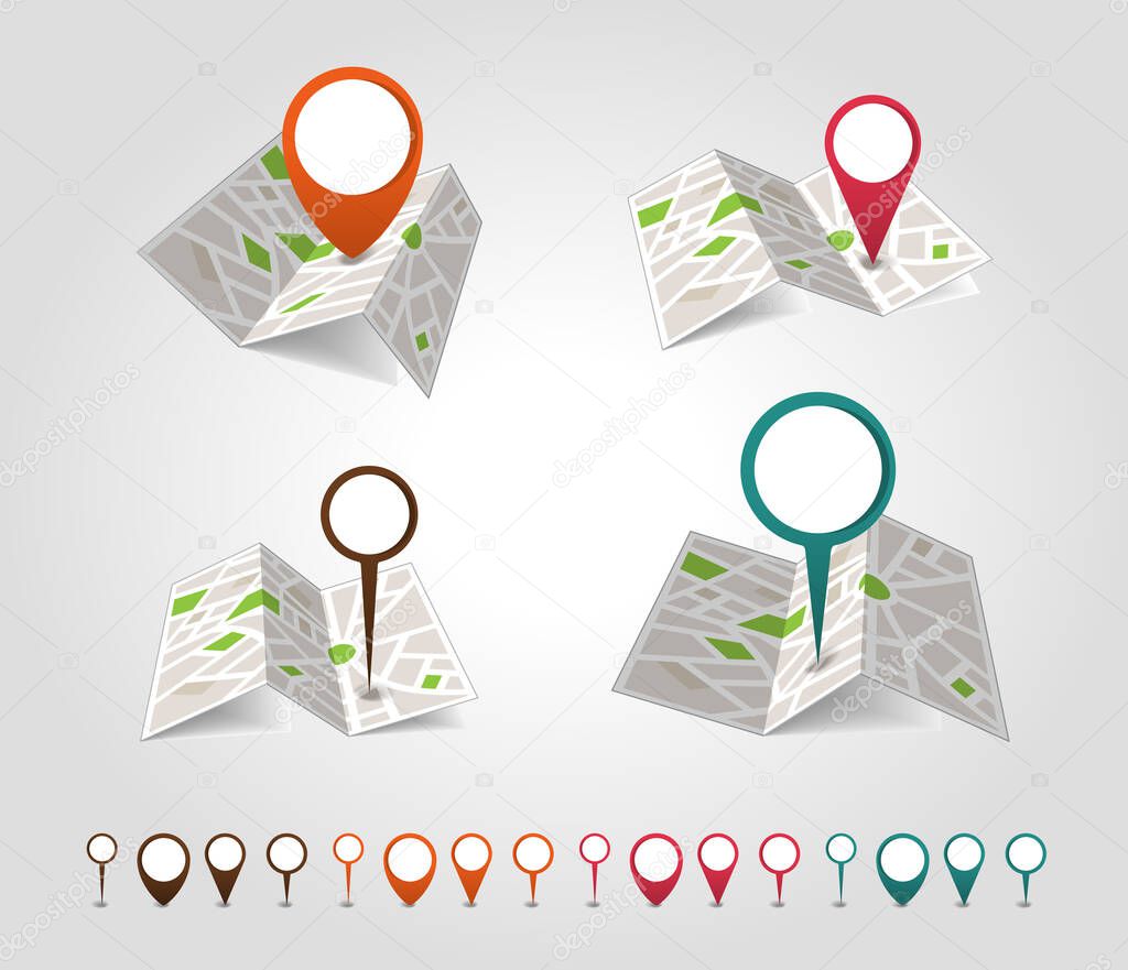 Variety of location maps set
