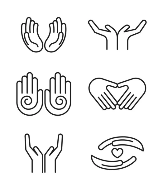 Variety Healing Hands Set — Stock Vector