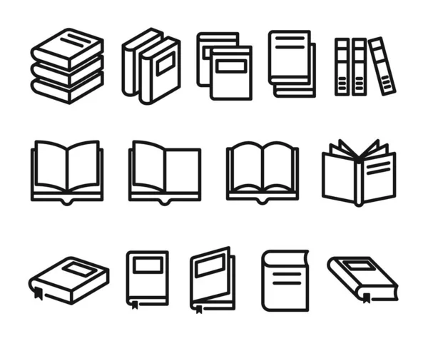 Variety Books Icons Set — Stock Vector