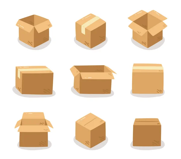 Variety Cardboard Box Set — Stock Vector